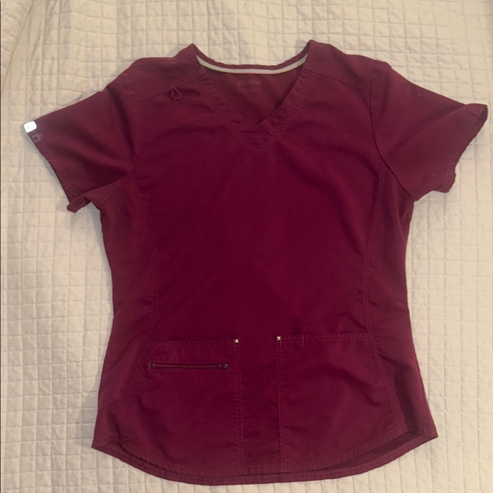 Women's Burgundy Scrub Set - Picture 2 of 5